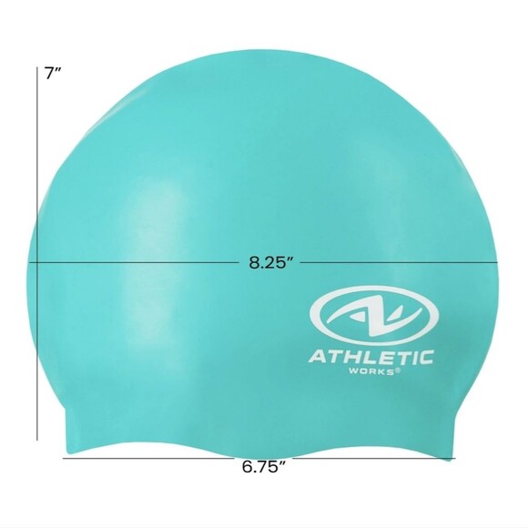 Athletic Works Junior Size Teal Silicone Swim Cap - Picture 4 of 8